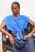 Cobalt blue waist sleeveless tee_5