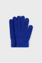 Cobalt blue mohair beanie and wool blend glove set