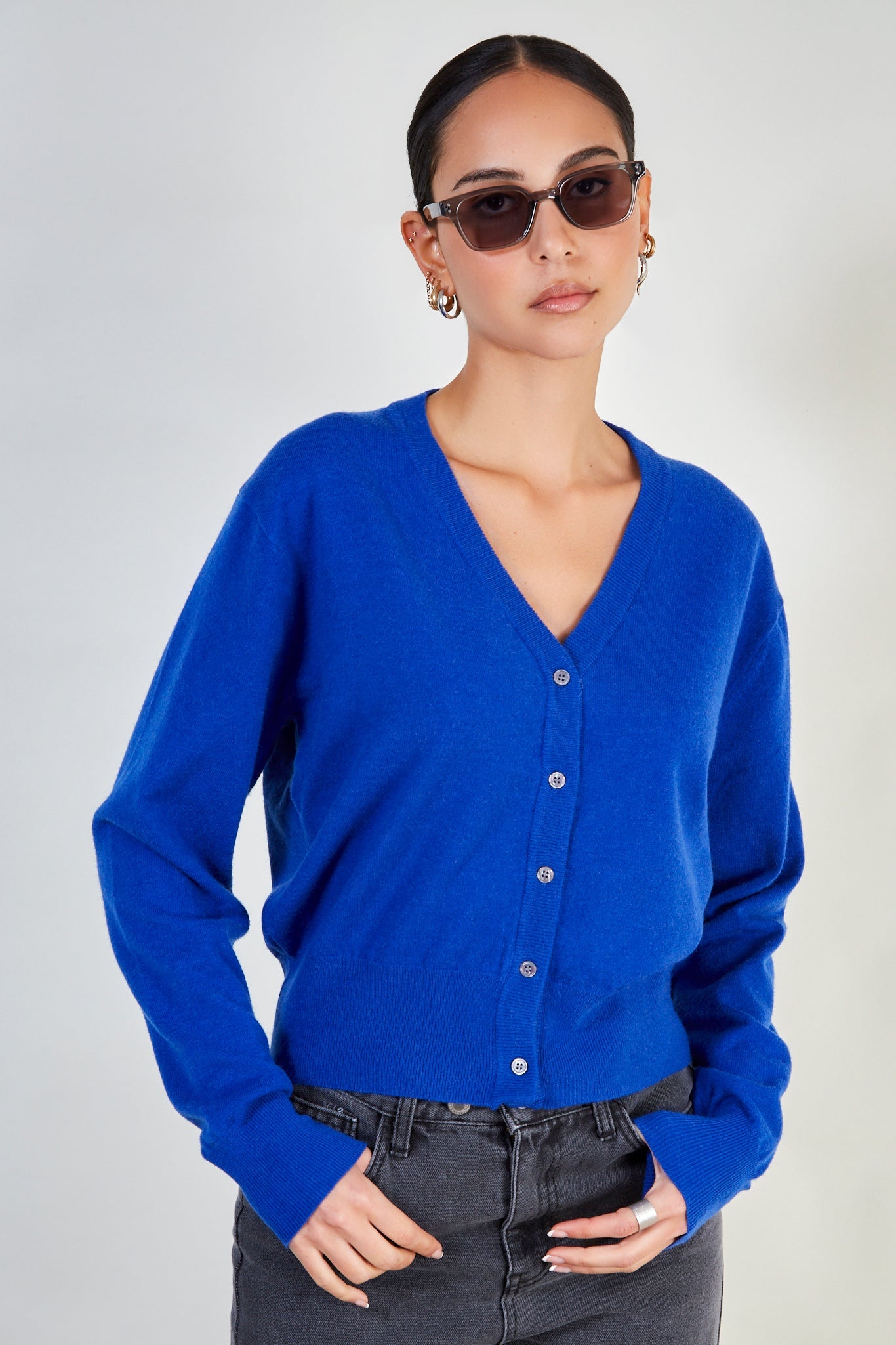 Cobalt blue cashmere blend cardigan_2