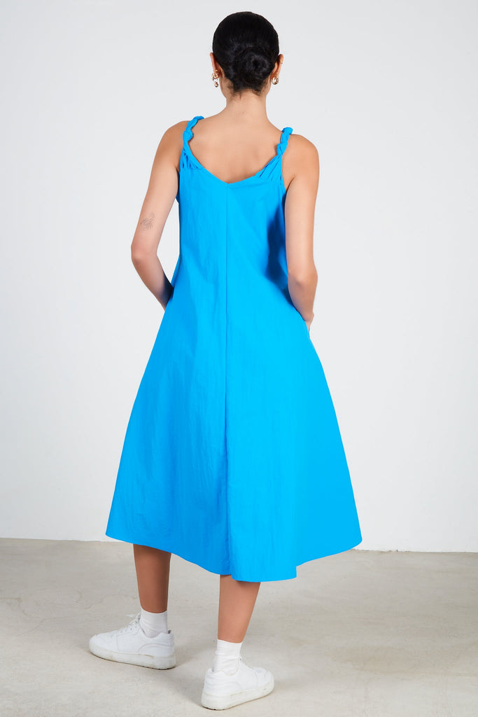 Cobalt blue knot shoulder dress_2