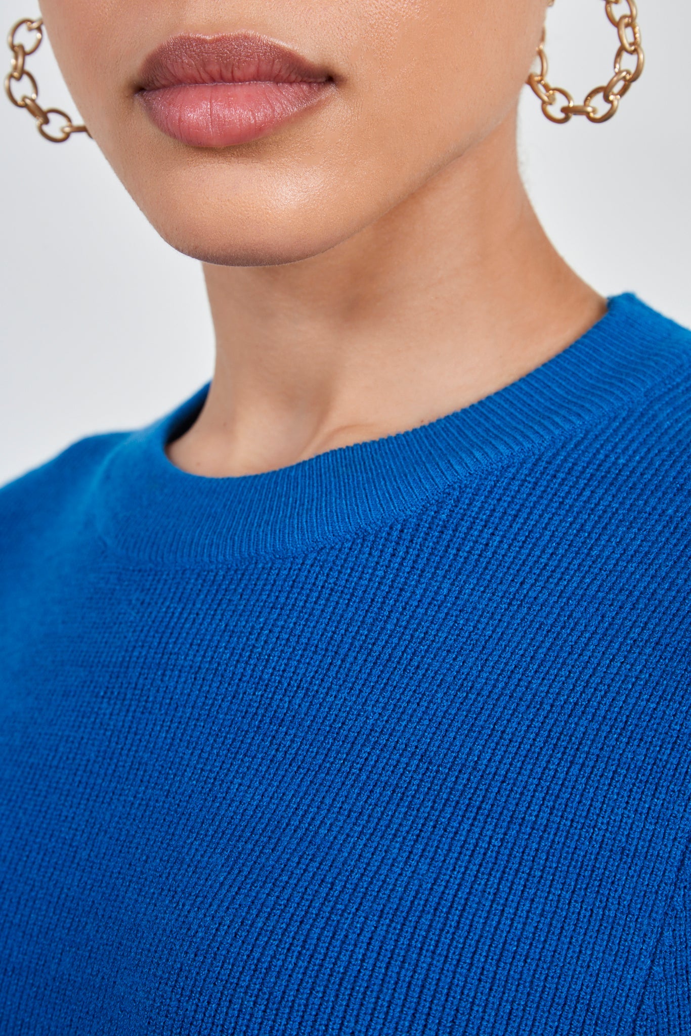 Cobalt blue short sleeved knit tee_4