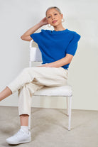 Cobalt blue short sleeved knit tee_5