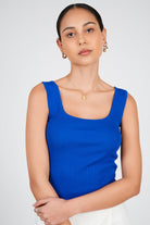 Cobalt blue thick strap knit tank_1