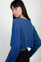 Cobalt ribbed semi sheer top_3