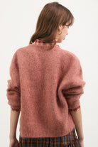 Coral mohair wool blend V neck jumper_2