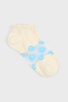 Cream and pale blue sheer daisy strip ankle socks_3