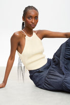 Cream crochet halter top_5