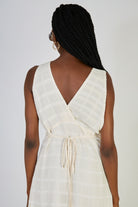 Cream textured box check dress_3