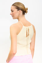 Cream textured knit halter neck top_2