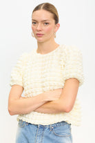 Cream textured puff short sleeved top_2
