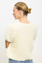 Cream textured puff short sleeved top_3