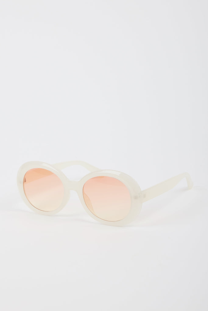 Cream and pinky orange lens round sunglasses_2