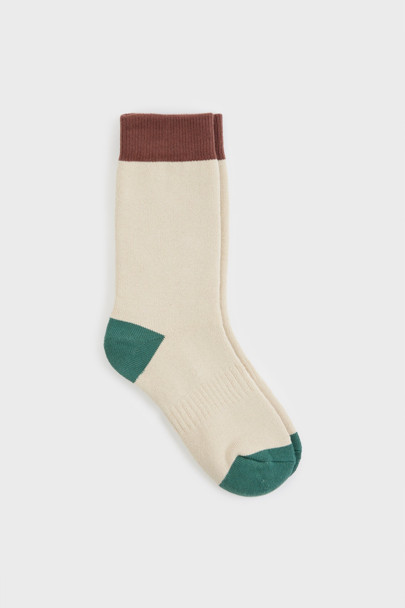 Cream smooth tricolour block socks_2