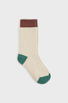 Cream smooth tricolour block socks_2