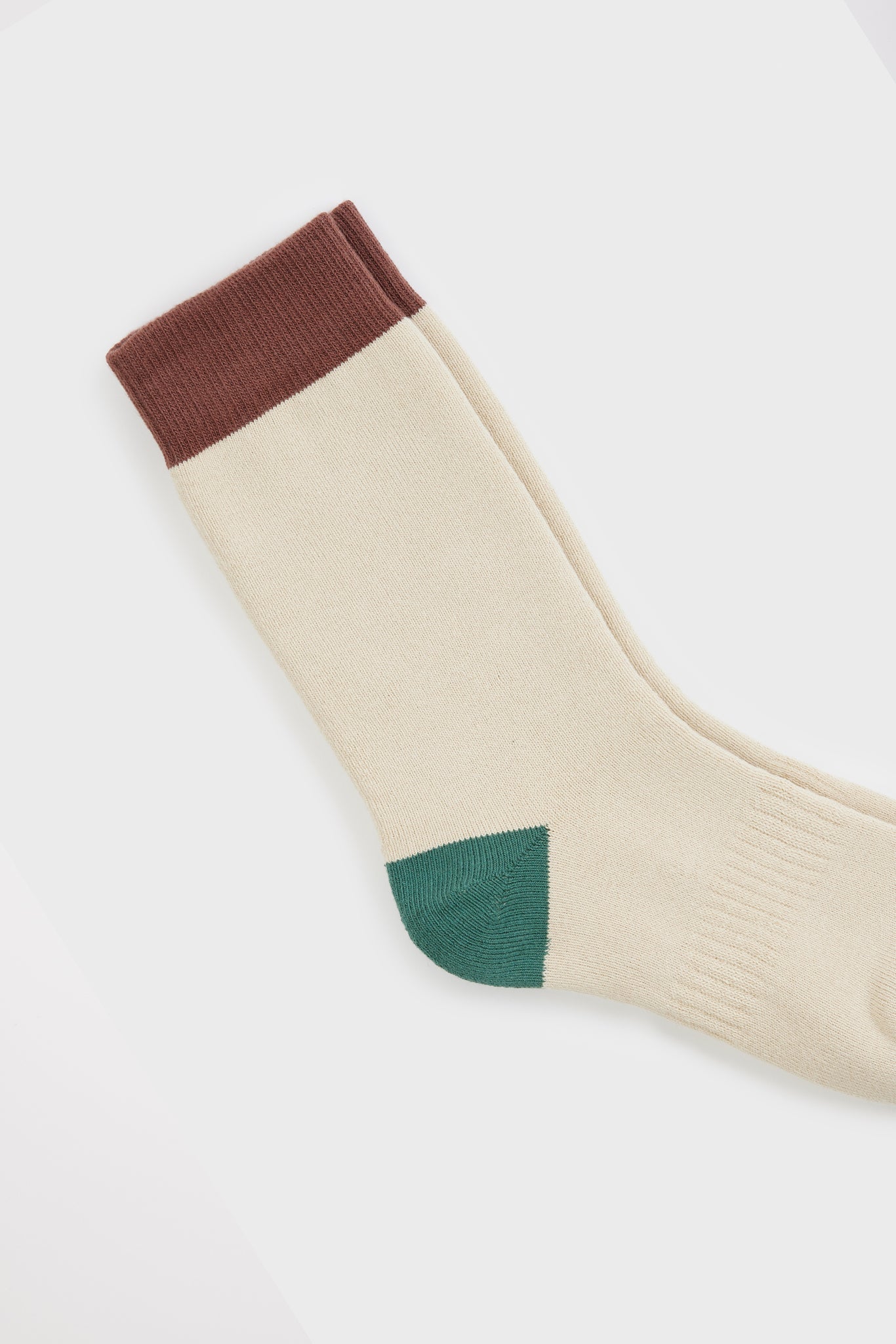 Cream smooth tricolour block socks_3