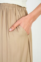 Dark beige flowy wide leg trousers_3