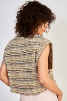 Dark beige multicolour striped knit vest_2