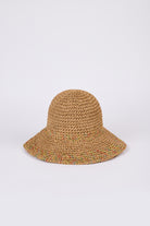 Dark beige rainbow fleck trim straw hat_1