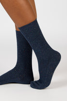 Navy blue rainbow fleck ribbed socks_3