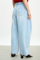 Dark blue adjustable waist balloon jeans_2