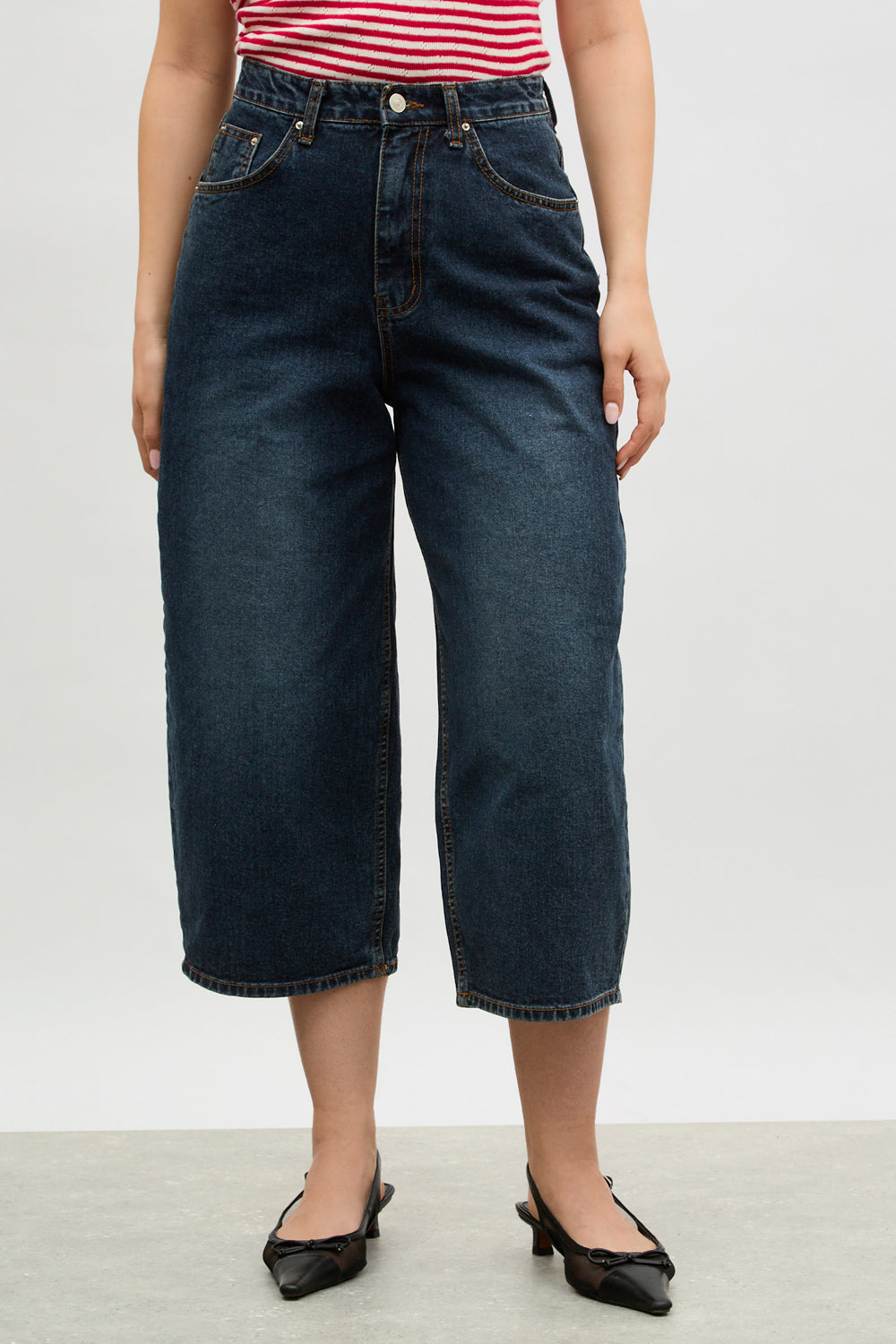 Dark blue denim culottes Glassworks London
