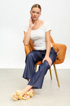 Dark blue denim drawstring trousers_5