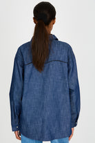 Dark blue denim western trim shirt_3