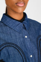 Dark blue denim western trim shirt_4