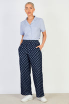 Dark blue ribbon denim jeans_4