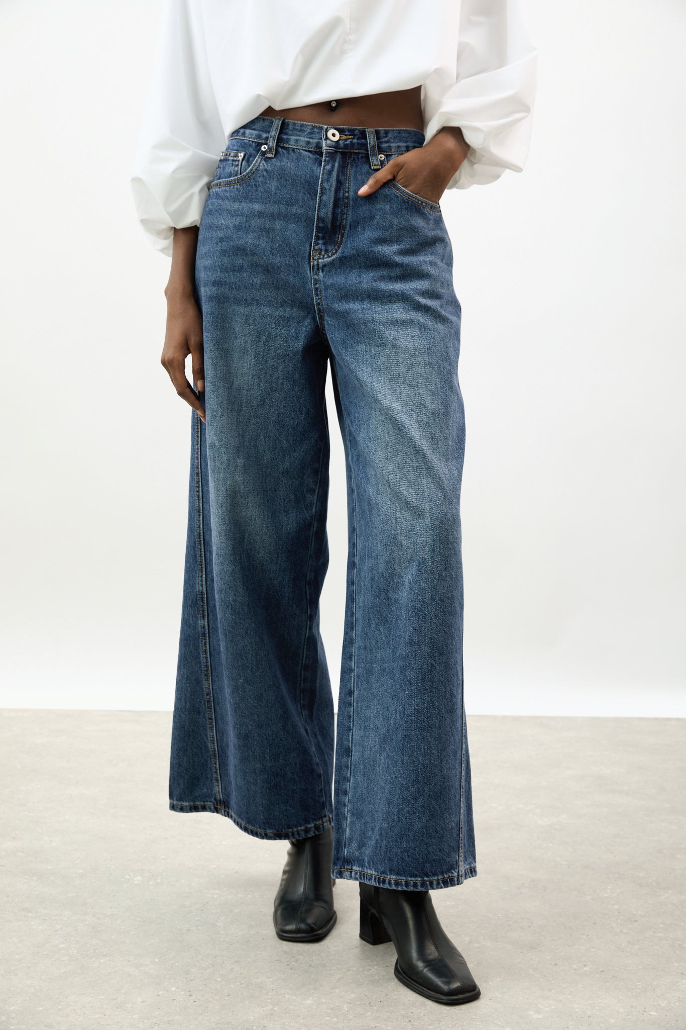 Dark blue super wide leg slouchy jeans_1