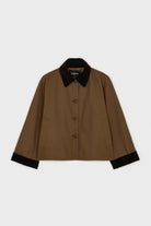 Dark brown and black corduroy collar jacket_7