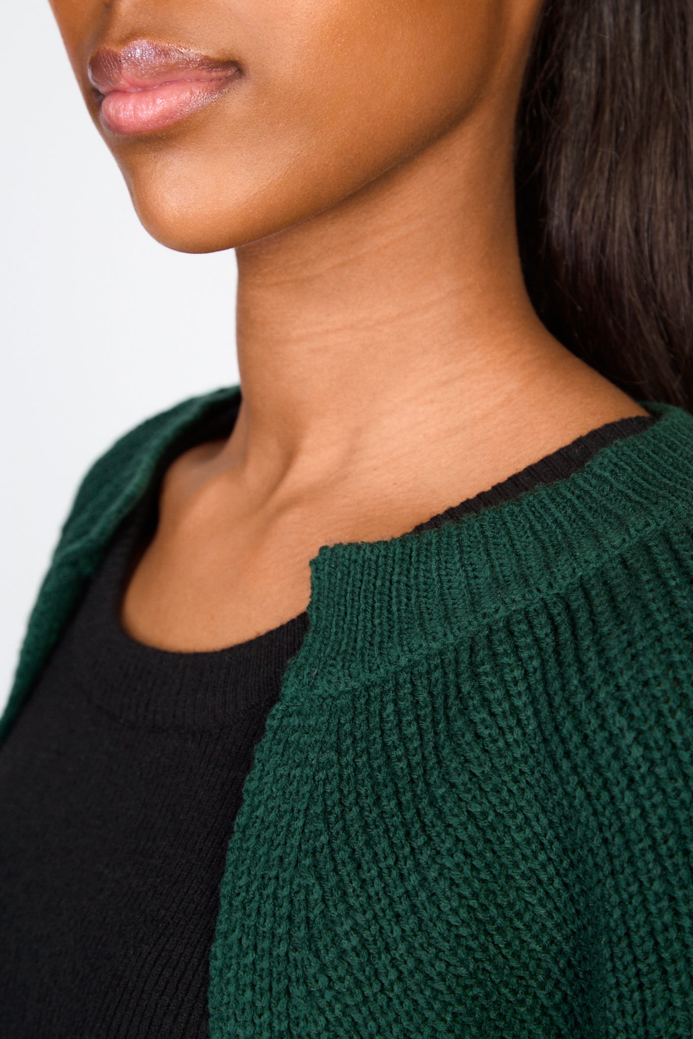 Dark green knit shrug_3