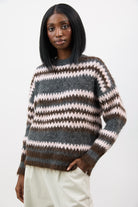 Pink grey and brown wool blend fuzzy striped jumper_1