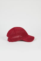 Dark red straw weave baseball hat_2