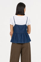 Dark blue denim double tie front tank top_4