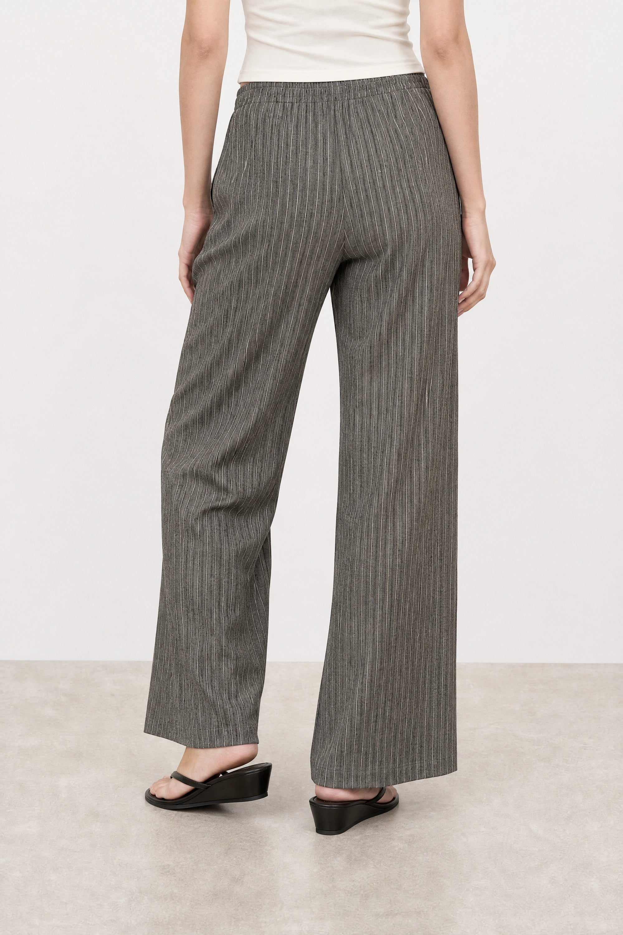 Dark grey and white pinstripe drawstring trousers_3