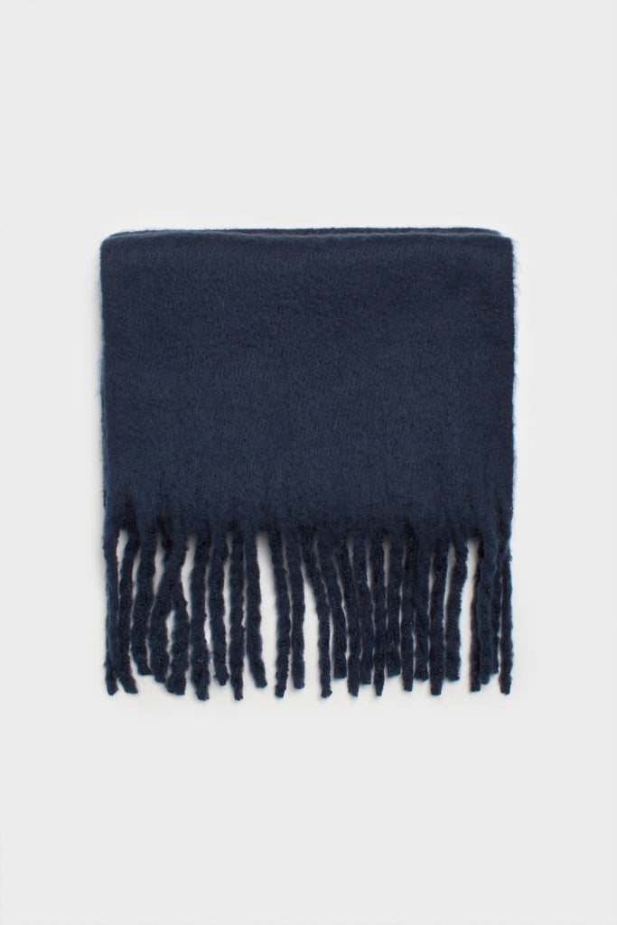 Dark blue fuzzy thick scarf_1