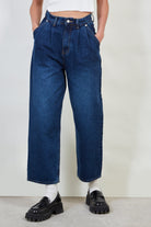 Dark blue pleated jeans_1