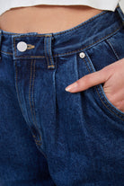 Dark blue pleated jeans_4