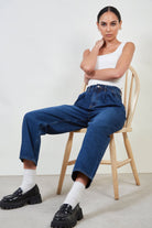 Dark blue pleated jeans_2