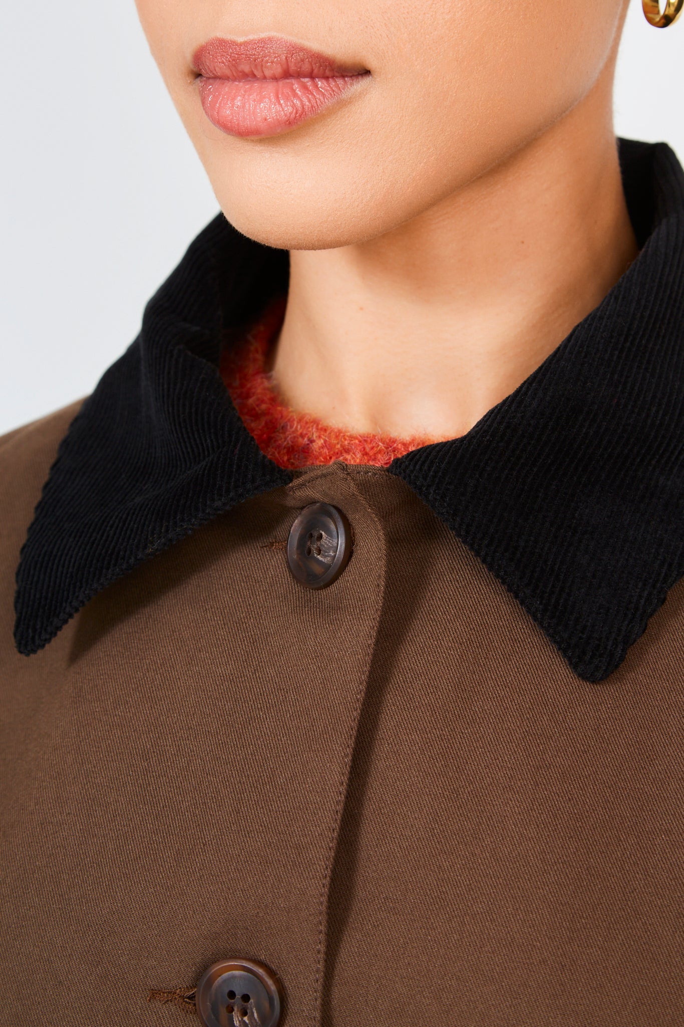 Dark brown and black corduroy collar jacket_5