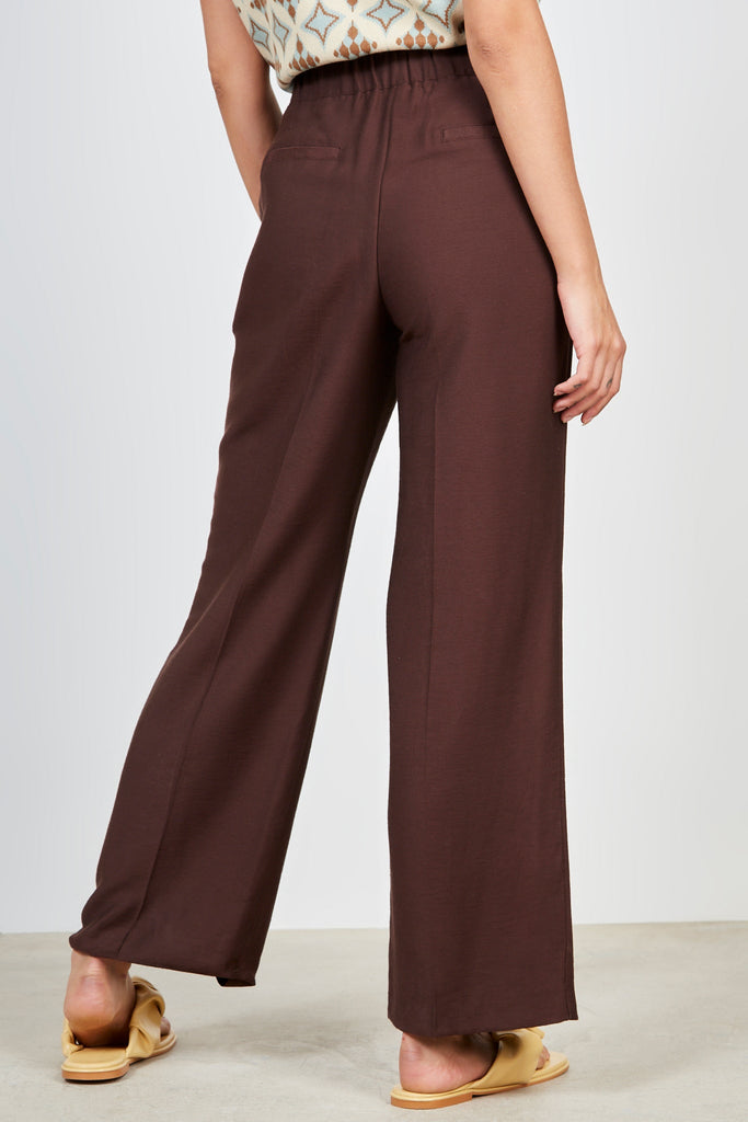 Dark brown double pleat tailored trousers_2