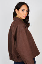 Dark brown short button up jacket_3