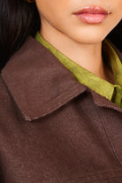 Dark brown short button up jacket_5