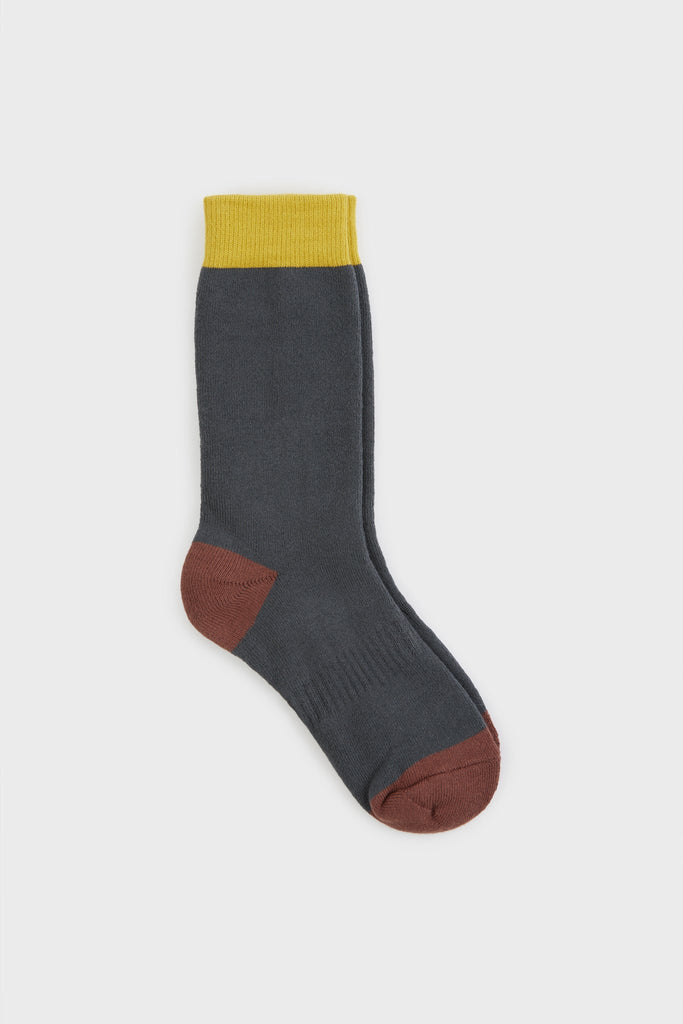 Dark grey smooth tricolour block socks_2