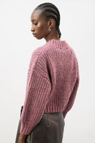 Dusty pink flecked chunky knit cropped jumper_2