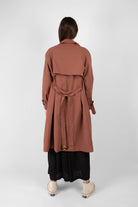 Dusty pink single breasted trench coat_5
