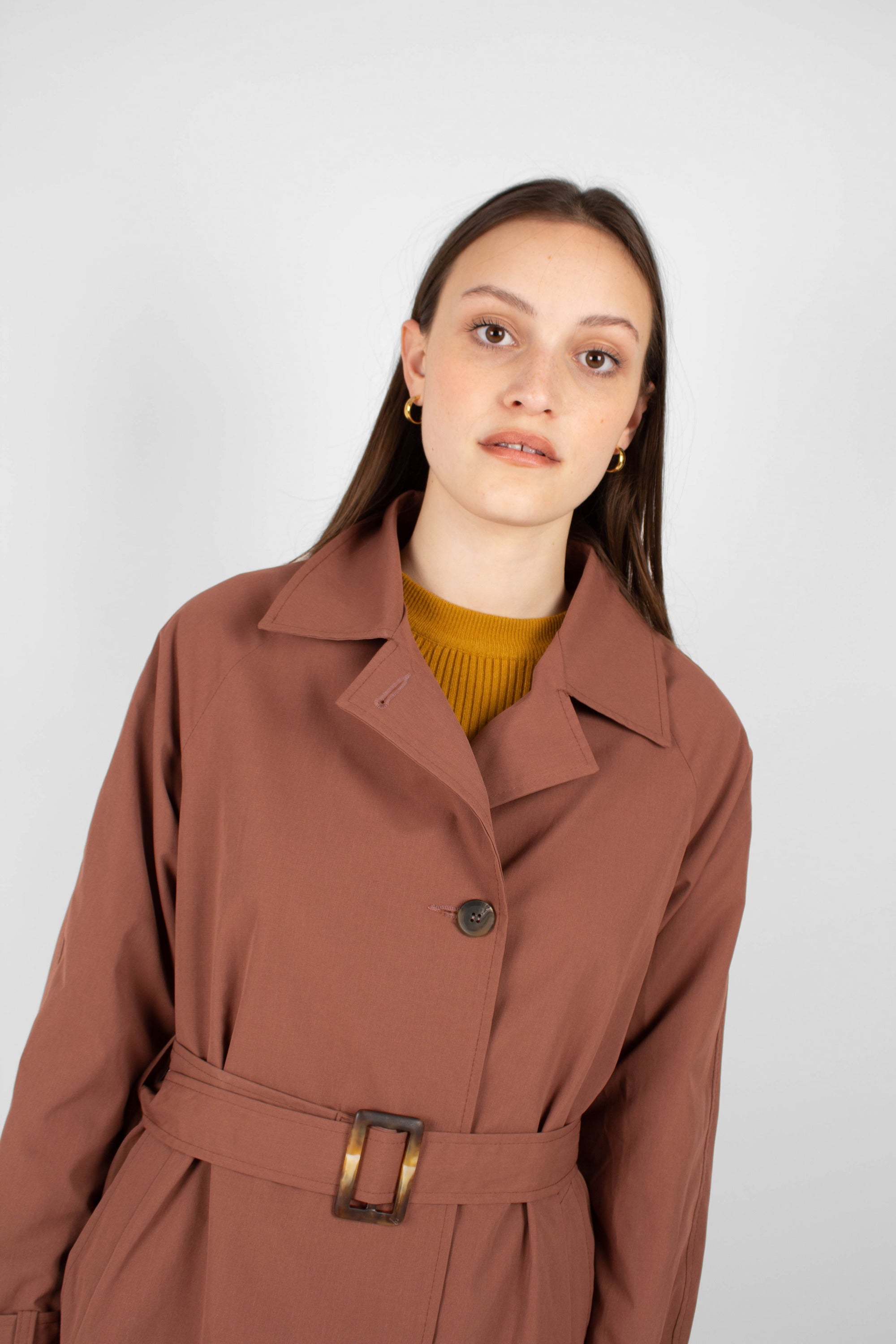 Dusty pink single breasted trench coat_7