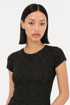 Black and ivory flecked scrunched tee_5