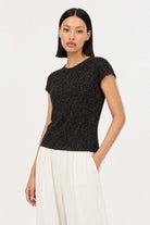 Black and ivory flecked scrunched tee_3